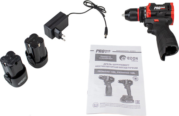 Изображение товара Аккумуляторная дрель-шуруповерт Edon Protech AD-16BL