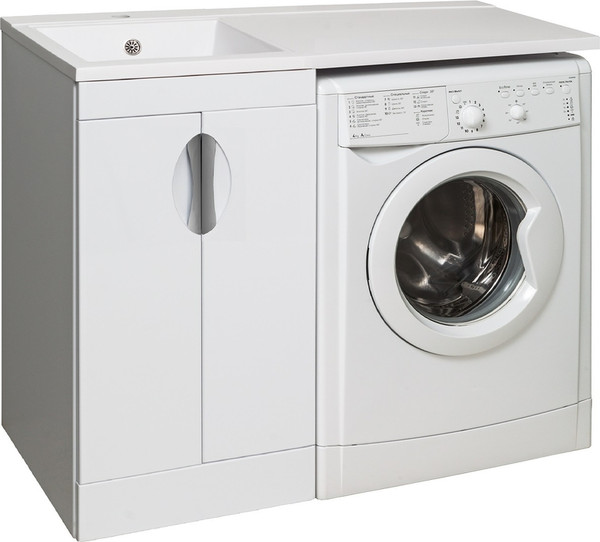 Изображение товара Тумба с умывальником Runo Лира 45 + Гамма 105 лайт с правым крылом (напольная, белый)