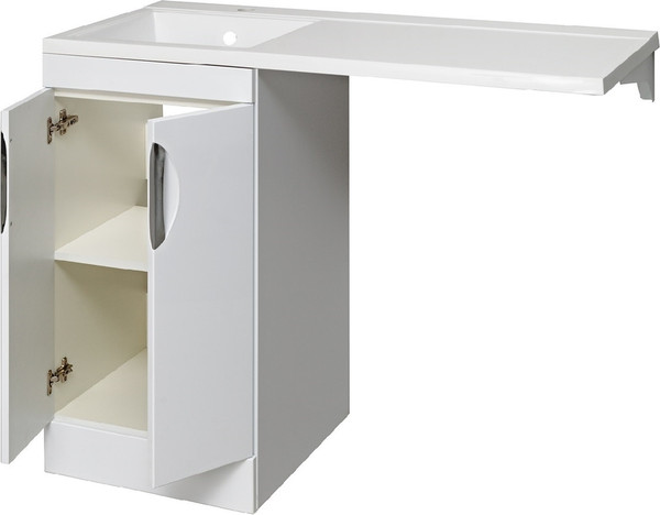 Изображение товара Тумба с умывальником Runo Лира 45 + Гамма 105 лайт с правым крылом (напольная, белый)