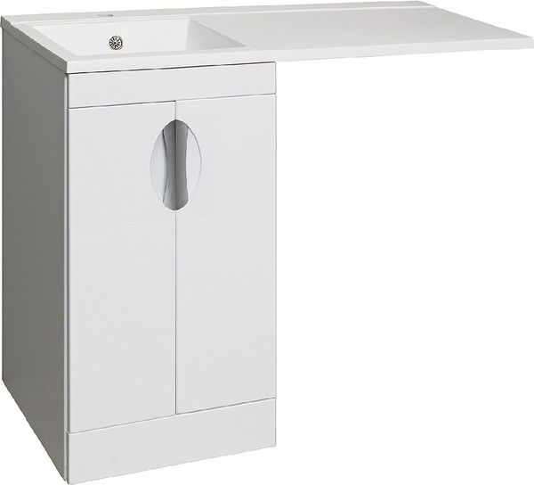 Изображение товара Тумба с умывальником Runo Лира 45 + Гамма 105 лайт с правым крылом (напольная, белый)