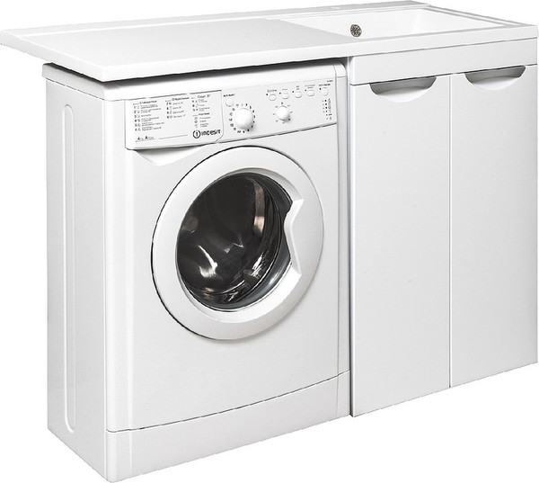 Изображение товара Тумба с умывальником Runo Лира 60 + Гамма 120 лайт с левым крылом (напольная, белый)