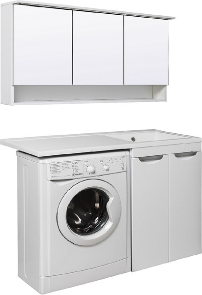 Изображение товара Тумба с умывальником Runo Лира 60 + Гамма 120 лайт с левым крылом (напольная, белый)