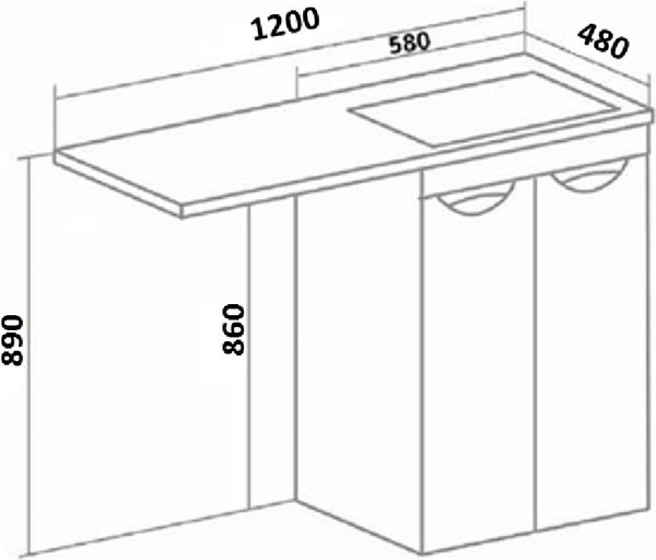 Изображение товара Тумба с умывальником Runo Лира 60 + Гамма 120 лайт с левым крылом (напольная, белый)