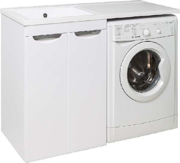 Изображение товара Тумба с умывальником Runo Лира 60 + Гамма 120 лайт с правым крылом (напольная, белый)