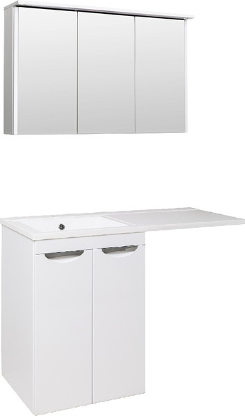 Изображение товара Тумба с умывальником Runo Лира 60 + Гамма 120 лайт с правым крылом (напольная, белый)