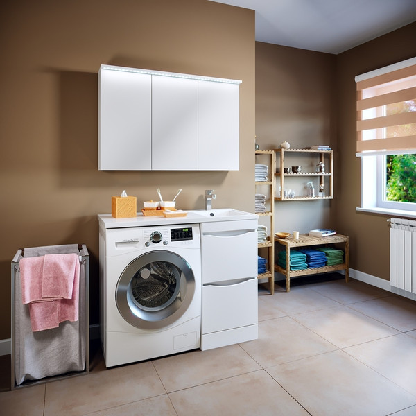 Изображение товара Тумба с умывальником Runo Орион 45 2 ящика + Гамма 105 лайт с левым крылом (напольная, белый)