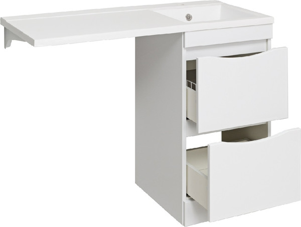 Изображение товара Тумба с умывальником Runo Орион 45 2 ящика + Гамма 105 лайт с левым крылом (напольная, белый)