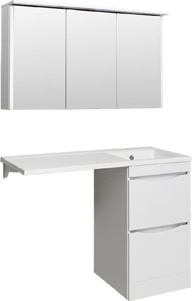 Изображение товара Тумба с умывальником Runo Орион 45 2 ящика + Гамма 105 лайт с левым крылом (напольная, белый)