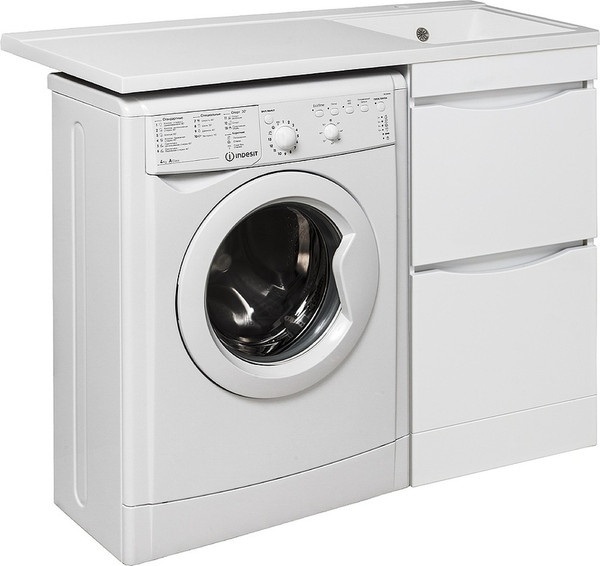 Изображение товара Тумба с умывальником Runo Орион 45 2 ящика + Гамма 105 лайт с левым крылом (напольная, белый)