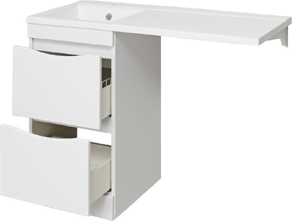 Изображение товара Тумба с умывальником Runo Орион 45 2 ящика + Гамма 105 лайт с правым крылом (напольная, белый)