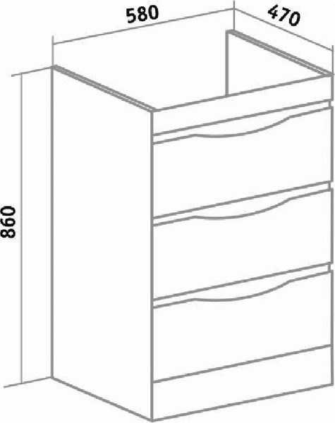 Изображение товара Тумба с умывальником Runo Орион 60 3 ящика + Гамма 120 лайт с левым крылом (напольная, белый)