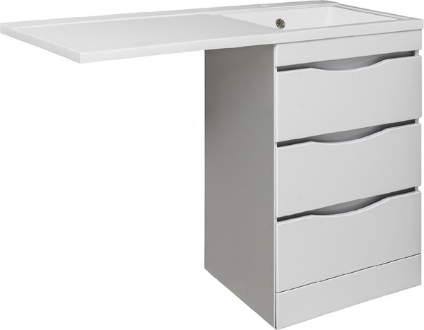 Изображение товара Тумба с умывальником Runo Орион 60 3 ящика + Гамма 120 лайт с левым крылом (напольная, белый)