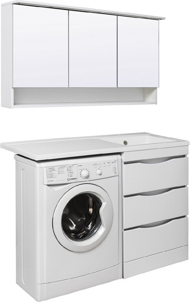 Изображение товара Тумба с умывальником Runo Орион 60 3 ящика + Гамма 120 лайт с левым крылом (напольная, белый)