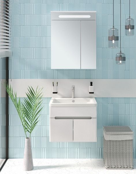 Изображение товара Тумба с умывальником Runo Парма 60 2 двери + Omega 60 (подвесная)