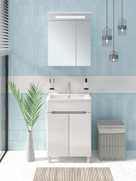 Изображение товара Тумба с умывальником Runo Парма 60 2 двери + Omega 60 (напольная)