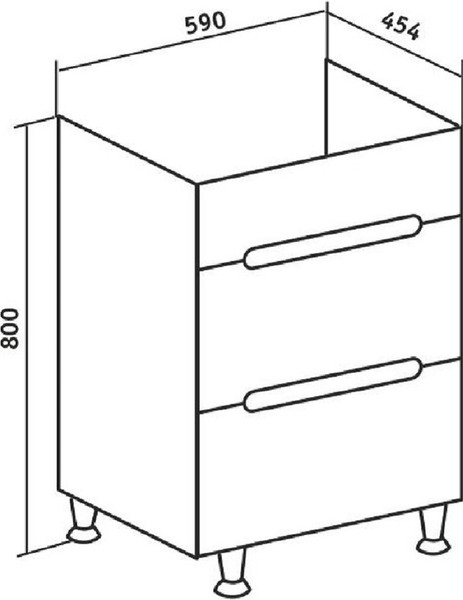 Изображение товара Тумба с умывальником Runo Парма 60 2 двери + Omega 60 (напольная)