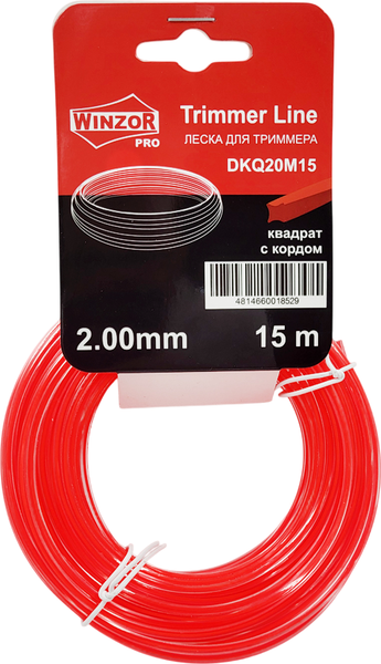 Изображение товара Леска для триммера Winzor Pro 2мм квадрат с кордом / DKQ20M15 (15м)