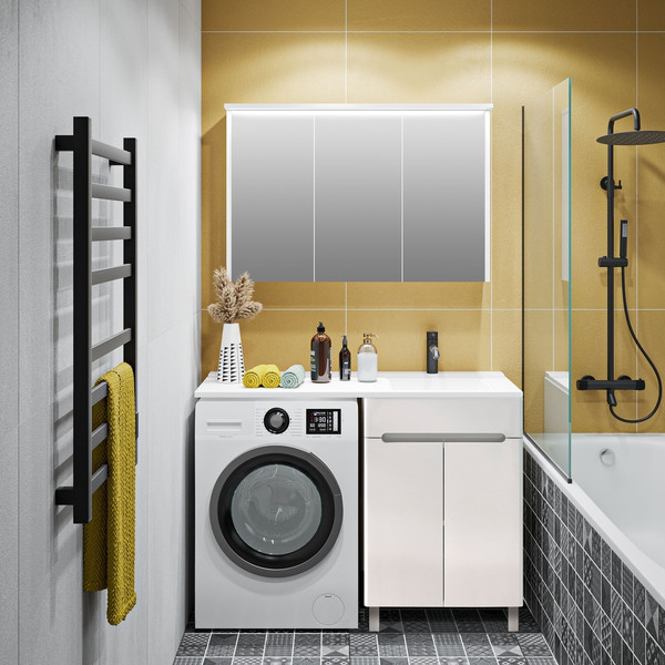 Изображение товара Тумба с умывальником Runo Парма 60 + Гамма 120 лайт с левым крылом (напольная)