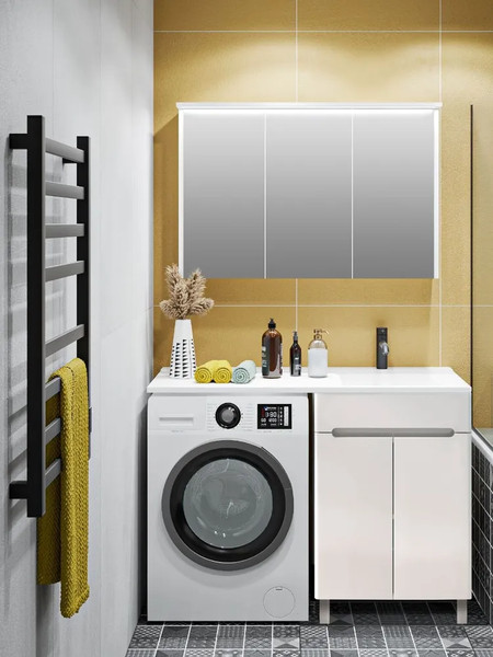 Изображение товара Тумба с умывальником Runo Парма 60 + Гамма 120 лайт с правым крылом (напольная)