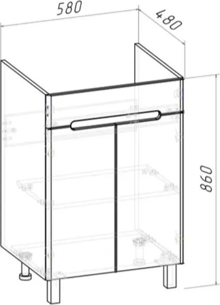 Изображение товара Тумба с умывальником Runo Парма 60 + Гамма 120 лайт с правым крылом (напольная)