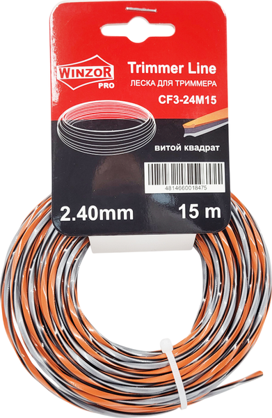 Изображение товара Леска для триммера Winzor Pro 2.40мм витой квадрат / CF3-24M15 (15м)