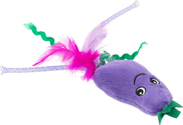 Изображение товара Набор игрушек для кошек Mr. Kranch Баклажанчик и Мышка плюшевая с к. мятой и перышками / MKR542366 (фиолетовый)