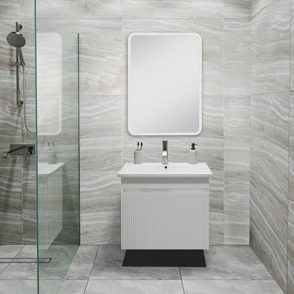 Изображение товара Тумба с умывальником Runo Модена 65 + Оскар 65 (подвесная, белый)