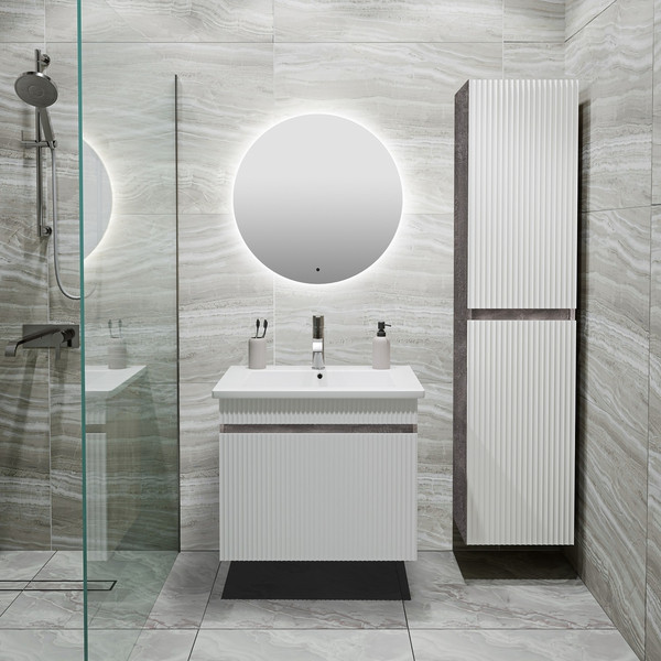 Изображение товара Тумба с умывальником Runo Модена 65 + Оскар 65 (подвесная, железный камень)