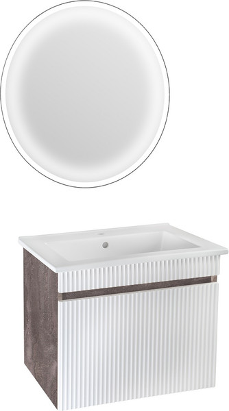 Изображение товара Тумба с умывальником Runo Модена 65 + Оскар 65 (подвесная, железный камень)