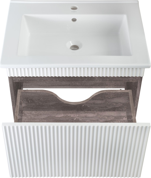 Изображение товара Тумба с умывальником Runo Модена 65 + Оскар 65 (подвесная, железный камень)