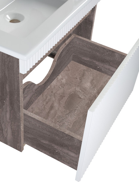 Изображение товара Тумба с умывальником Runo Модена 65 + Оскар 65 (подвесная, железный камень)