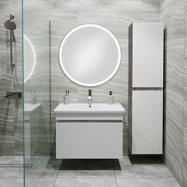 Изображение товара Тумба с умывальником Runo Модена 75 + Оскар 75 (подвесная, железный камень)