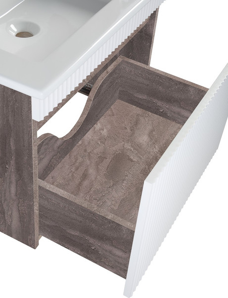 Изображение товара Тумба с умывальником Runo Модена 75 + Оскар 75 (подвесная, железный камень)