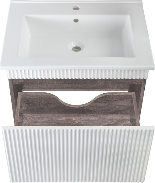 Изображение товара Тумба с умывальником Runo Модена 75 + Оскар 75 (подвесная, железный камень)