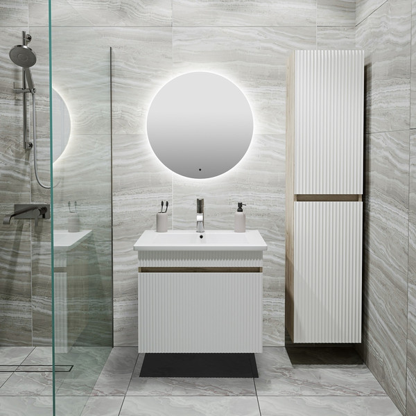 Изображение товара Тумба с умывальником Runo Модена 65 + Оскар 65 (подвесная, крафтовый дуб)