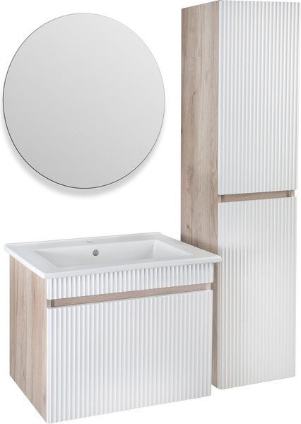 Изображение товара Тумба с умывальником Runo Модена 65 + Оскар 65 (подвесная, крафтовый дуб)