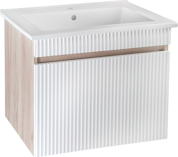 Изображение товара Тумба с умывальником Runo Модена 65 + Оскар 65 (подвесная, крафтовый дуб)