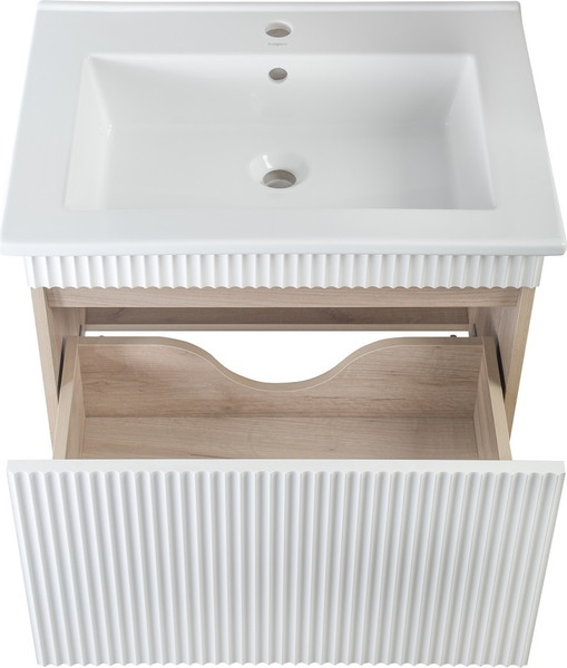 Изображение товара Тумба с умывальником Runo Модена 65 + Оскар 65 (подвесная, крафтовый дуб)