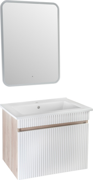 Изображение товара Тумба с умывальником Runo Модена 75 + Оскар 75 (подвесная, крафтовый дуб)