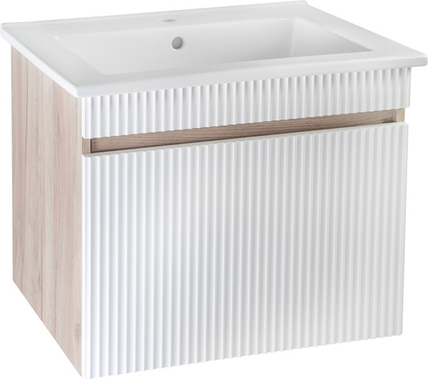 Изображение товара Тумба с умывальником Runo Модена 75 + Оскар 75 (подвесная, крафтовый дуб)