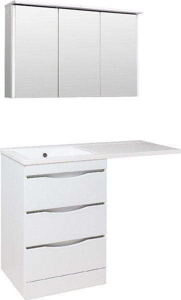 Изображение товара Тумба с умывальником Runo Орион 60 3 ящика + Гамма 120 лайт с правым крылом (напольная, белый)