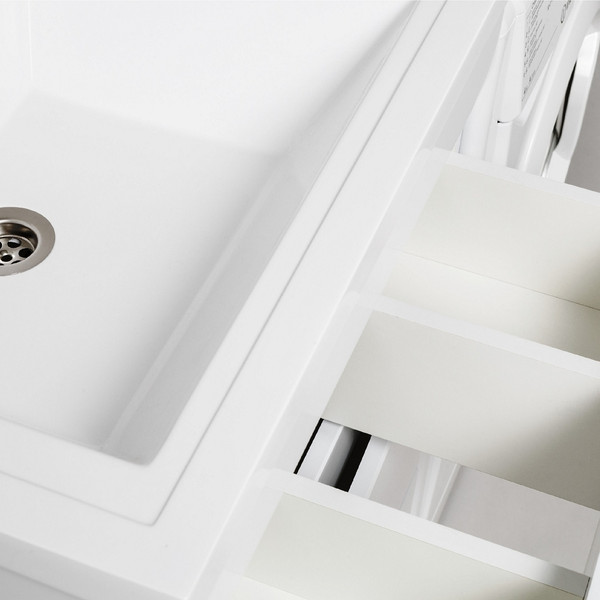 Изображение товара Тумба с умывальником Runo Орион 60 3 ящика + Гамма 120 лайт с правым крылом (напольная, белый)