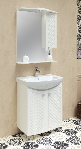 Изображение товара Тумба с умывальником Runo Милано 65 + Элеганс 65 (напольная, белый)