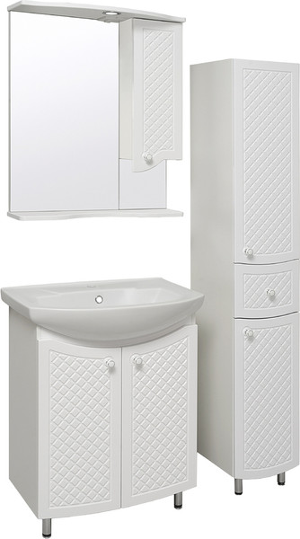 Изображение товара Тумба с умывальником Runo Милано 65 + Элеганс 65 (напольная, белый)