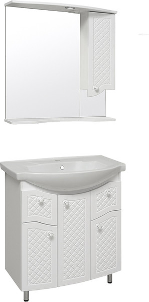 Изображение товара Тумба с умывальником Runo Милано 75 + Элеганс 75 (напольная, белый)