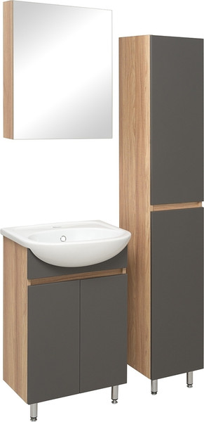 Изображение товара Тумба с умывальником Runo Лада 50 + Уют 50 (напольная, дуб/графит)