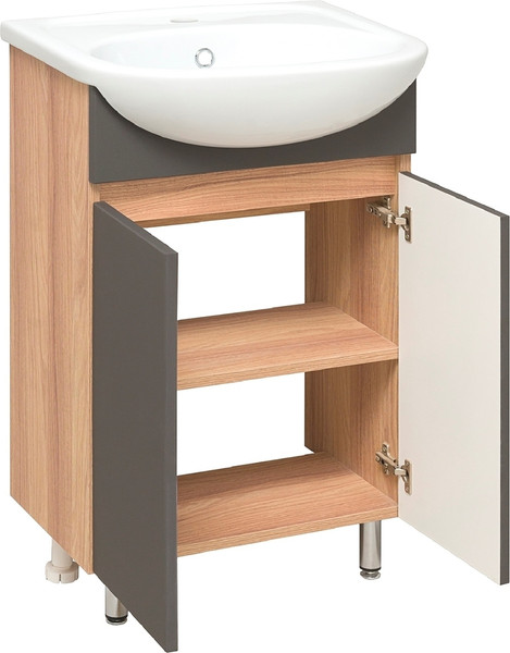 Изображение товара Тумба с умывальником Runo Лада 50 + Уют 50 (напольная, дуб/графит)