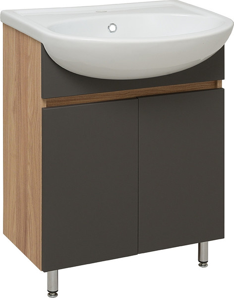 Изображение товара Тумба с умывальником Runo Лада 60 + Уют 60 (напольная, дуб/графит)