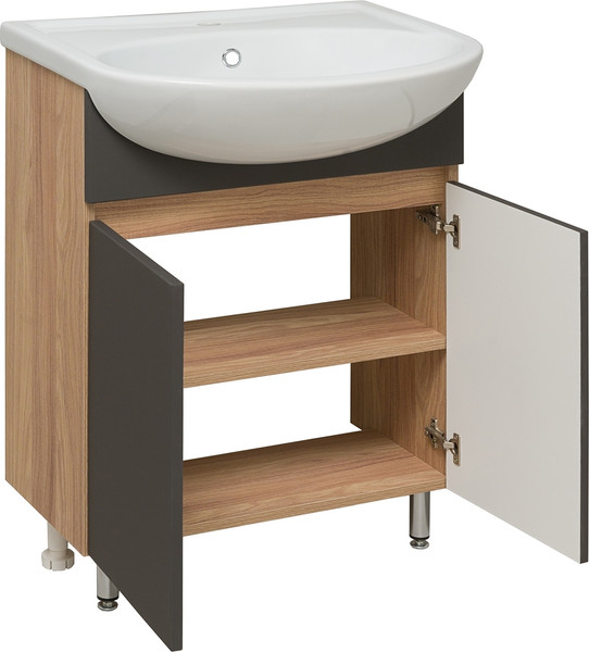 Изображение товара Тумба с умывальником Runo Лада 60 + Уют 60 (напольная, дуб/графит)