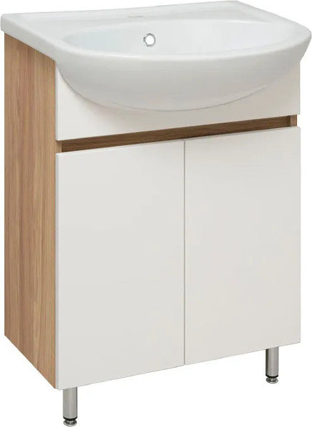 Изображение товара Тумба с умывальником Runo Лада 60 + Уют 60 (напольная, блэквуд/белый)